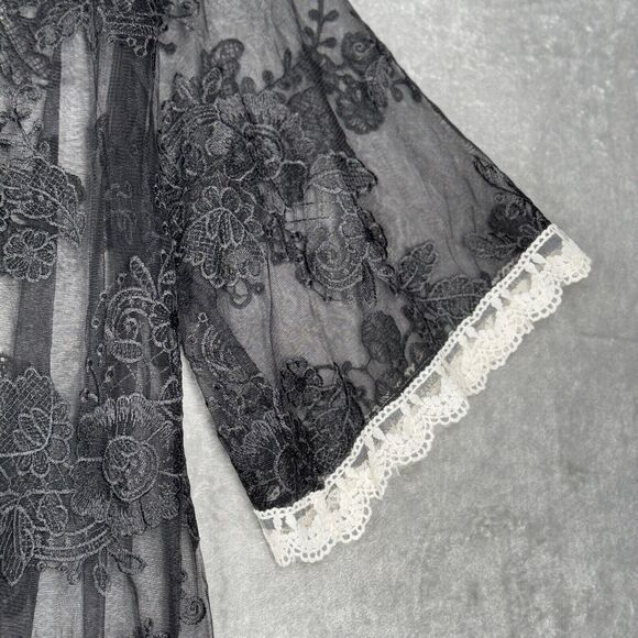 Lularoe Sweater Womens Small Black Ivory Lace Chloe Longline Duster Midi Gothic - Picture 5 of 8